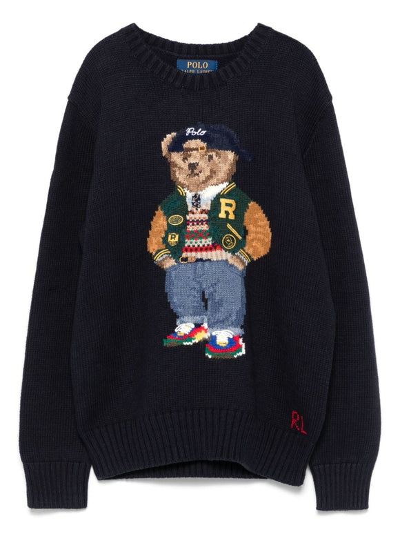 MAGLIONE COTONE POLO BEAR BLU