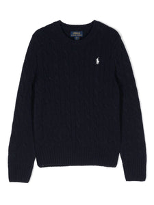 MAGLIONE A TRECCE BLU IN LANA RALPH LAUREN