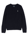 MAGLIONE A TRECCE BLU IN LANA RALPH LAUREN