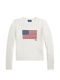 MAGLIONE BIANCO BANDIERA RALPH LAUREN